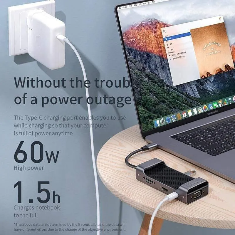 Baseus Multi USB C HUB zu HDMI USB 3.0 SD TF Kartenleser VGA Adapter USB Splitter für MacBook Pro Air Typ C Lade USB C Dock (8 in 1 USB C HUB)