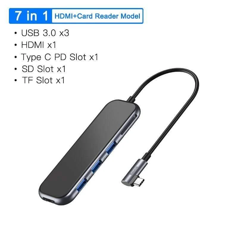 Baseus USB C HUB zu HDMI USB 3.0 RJ45 Typ C HUB für MacBook Pro Air 2020 Kartenleser Glas USB Splitter für Notebook USB HUB