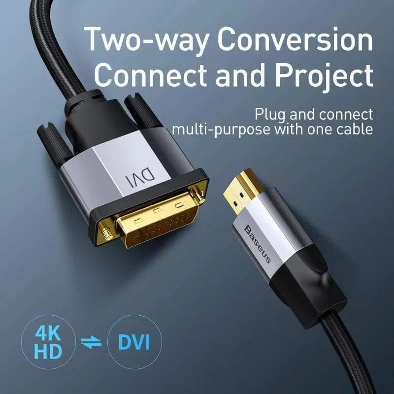 Baseus 4KHD DVI zu HDMI Kabel Stecker zu Stecker Zweiwege HDMI zu DVI Adapter Konverter für PS4 PC HDTV Projektor