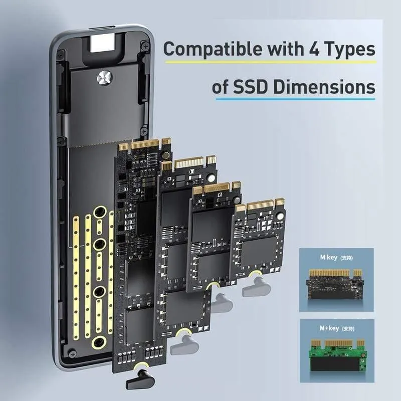 Baseus M2 SSD-Gehäuse M.2 auf USB Typ C 3.0 NVME-Gehäuse SSD-Festplatte für PCIE NVME NGFF SATA M/B KEY SSD-Festplattenbox SSD-Caddy