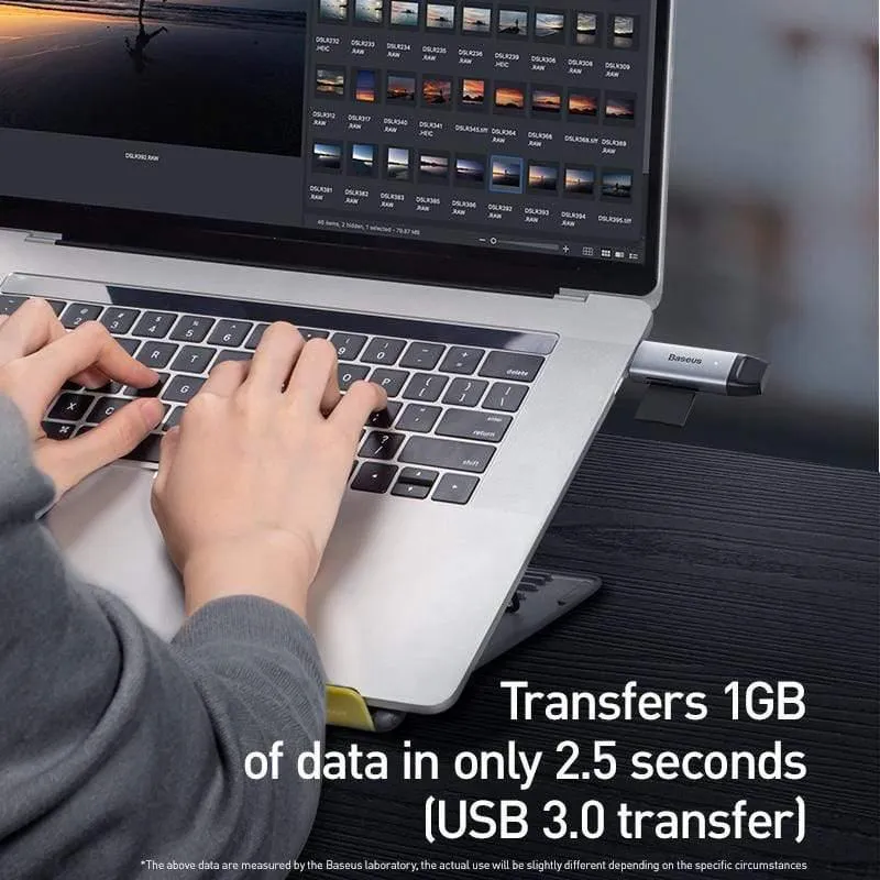 Baseus-Kartenleser Typ C USB 3.0 auf USB Micro SD TF-Kartenleseradapter für Laptop-Zubehör Multi-Smart-Speicherkartenleser (grauer Kartenleser)
