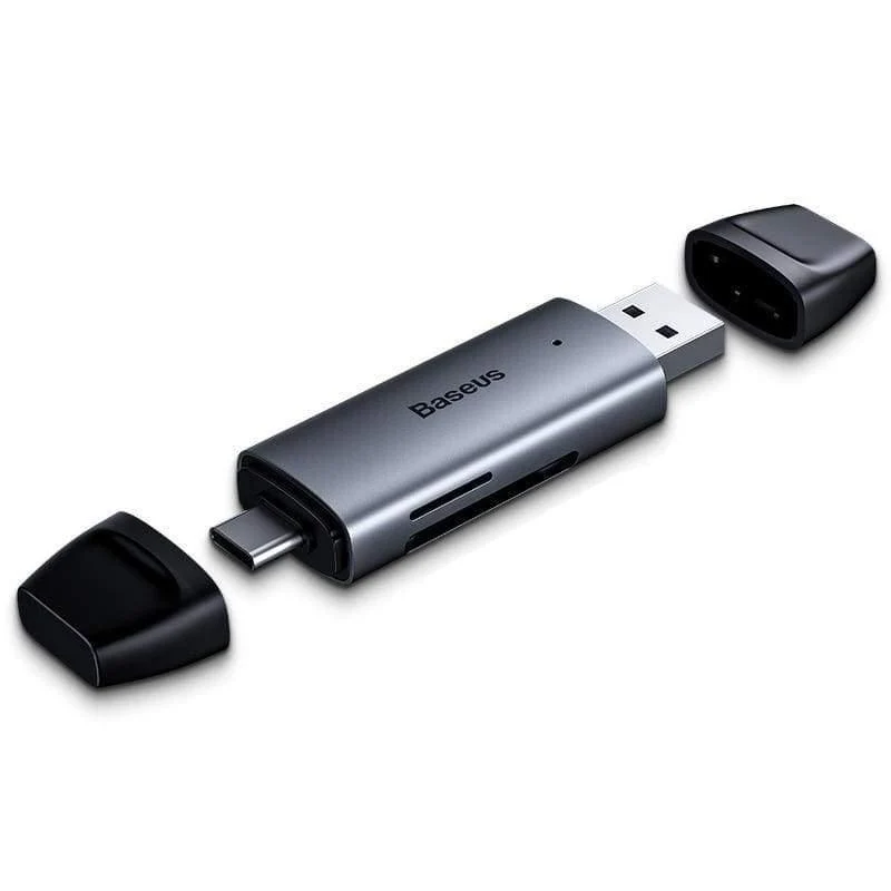 Baseus-Kartenleser Typ C USB 3.0 auf USB Micro SD TF-Kartenleseradapter für Laptop-Zubehör Multi-Smart-Speicherkartenleser (grauer Kartenleser)