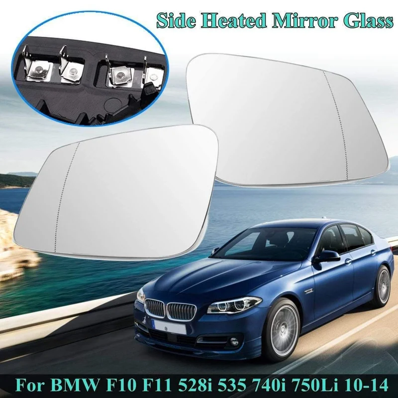 1 Paar Auto-Außenteile beheizt Heckspiegel Glasspiegel + Verbindungskabel Für BMW 6/7 Baureihe F10 F11 528i 535 740i 750Li 2010-14