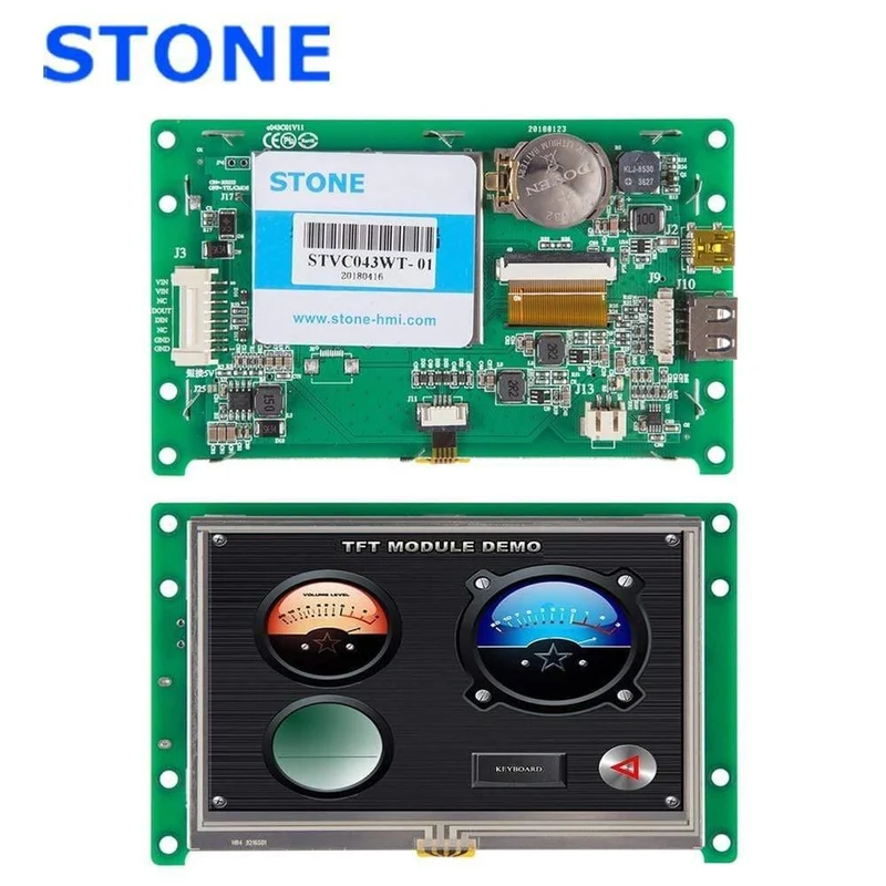 4.3-Zoll-HMI-Farb-TFT-LCD-Anzeigemodul mit Controller-Karte + Programm für Instrumententafel