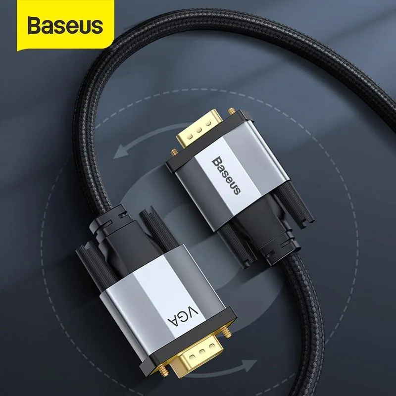 Baseus VGA-Kabel 1080P VGA-Stecker auf VGA-Stecker, Kabel für Projektor, Fernseher, Computer, 15-poliges Kabel für Multimedia, VGA-Kabel