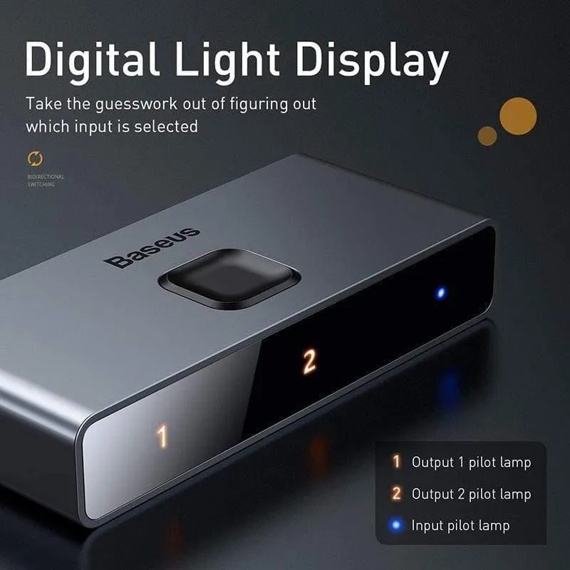 Baseus HDMI Splitter 4K 60Hz Bidirektionaler HDMI-Schalter 1x2 / 2x1 HDR HDMI-Audioadapter für PS4-TV-Box HDMI-Umschalter (HDMI-Schalter-94 HDMI-Schalter-200009042)