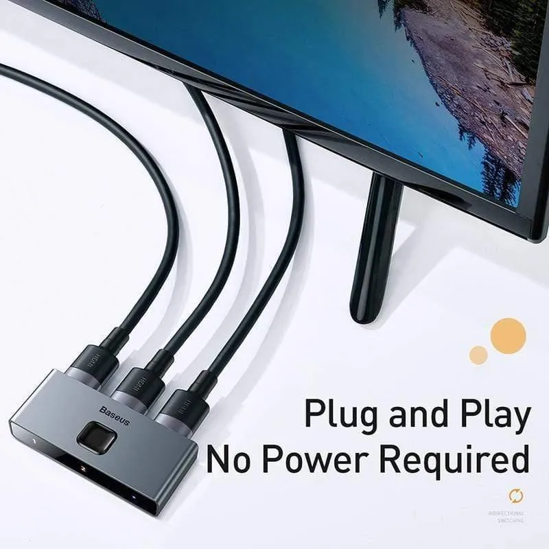 Baseus HDMI Splitter 4K 60Hz Bidirektionaler HDMI-Schalter 1x2 / 2x1 HDR HDMI-Audioadapter für PS4-TV-Box HDMI-Umschalter (HDMI-Schalter-94 HDMI-Schalter-200009042)