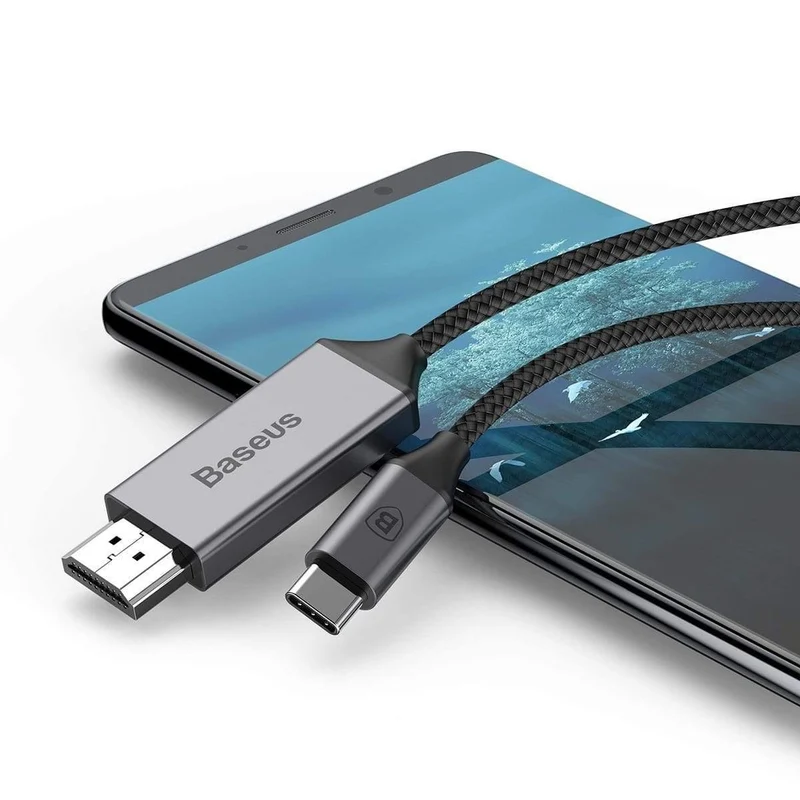 Baseus USB C HDMI-Kabel 4K 60Hz Typ C zu HDMI-Verlängerungsadapterkabel für Huawei P30 P40 Pro Samsung S20 S10 S9 OnePlus 7 (grau 1.8 m)