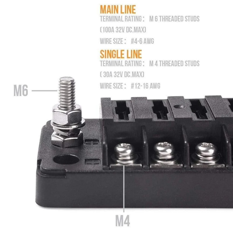 12V-32V 6-Wege 12-Wege Auto Lkw Fahrzeug Blade Fuse Block Automotive Universal Circuit Standard Terminal Sicherung Box Halter