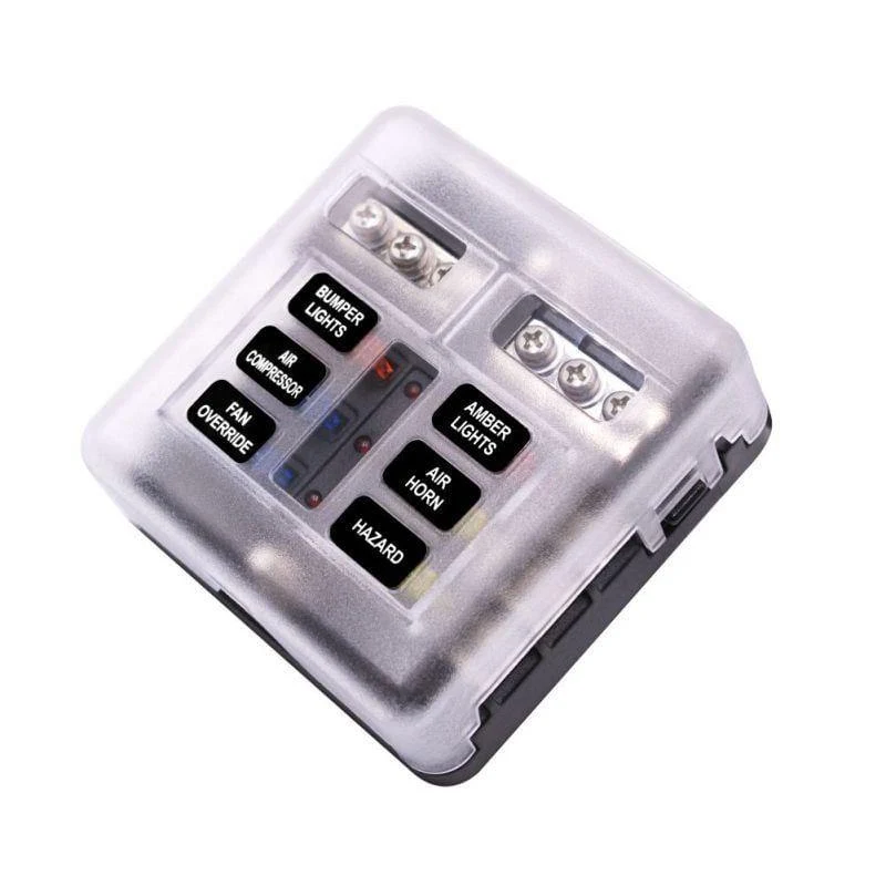 6-Wege-Blade-Sicherungshalter-Box-Block-Gehäuse für 32-V-Auto-LKW-Boot-Marine-Bus-Automotive