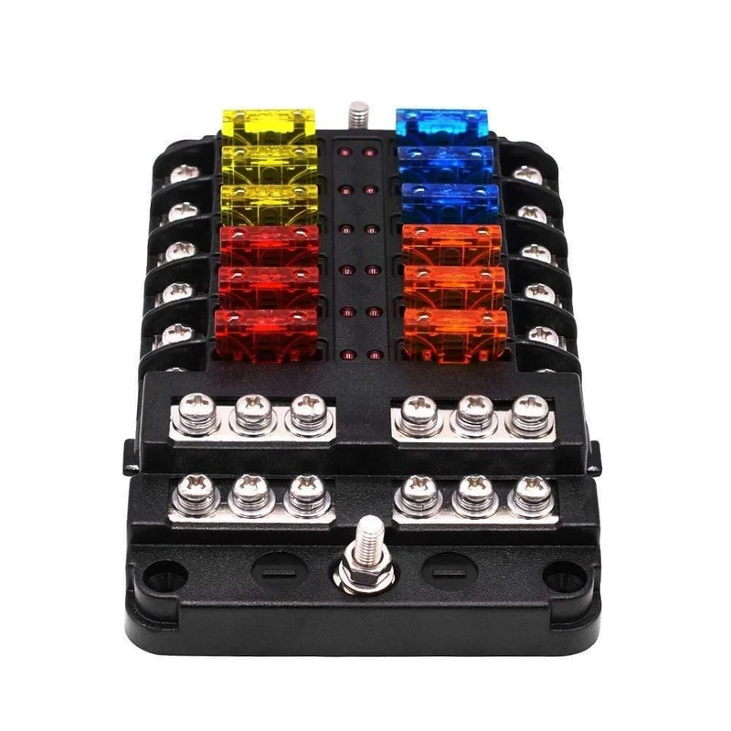 Universal Car Blade Sicherungskasten Sicherungsblockhalter für Kraftfahrzeuge DC32V 1-12 Way mit LED-Anzeigen