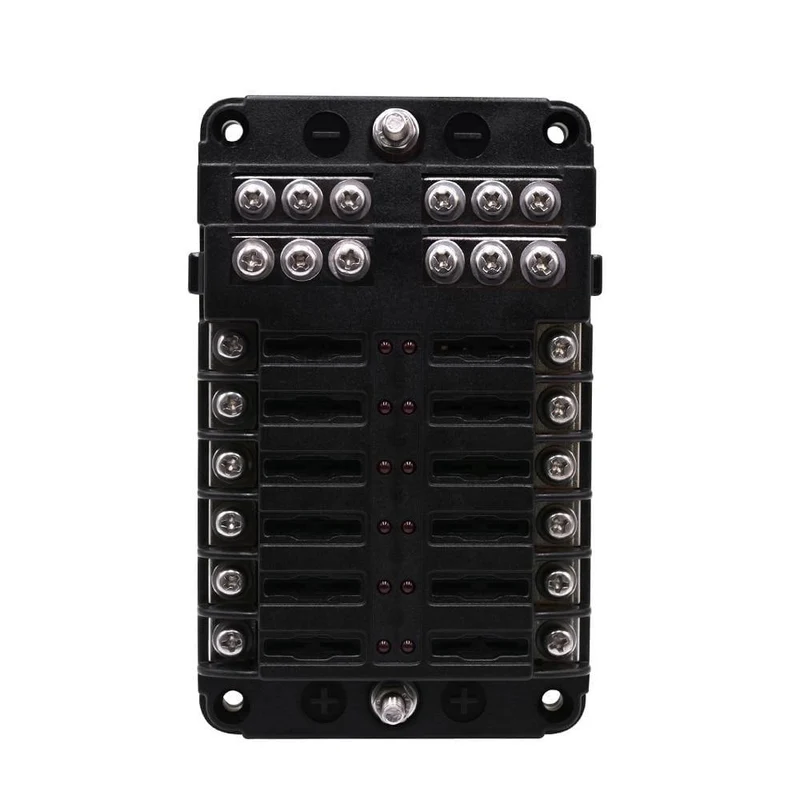 Universal Car Blade Sicherungskasten Sicherungsblockhalter für Kraftfahrzeuge DC32V 1-12 Way mit LED-Anzeigen