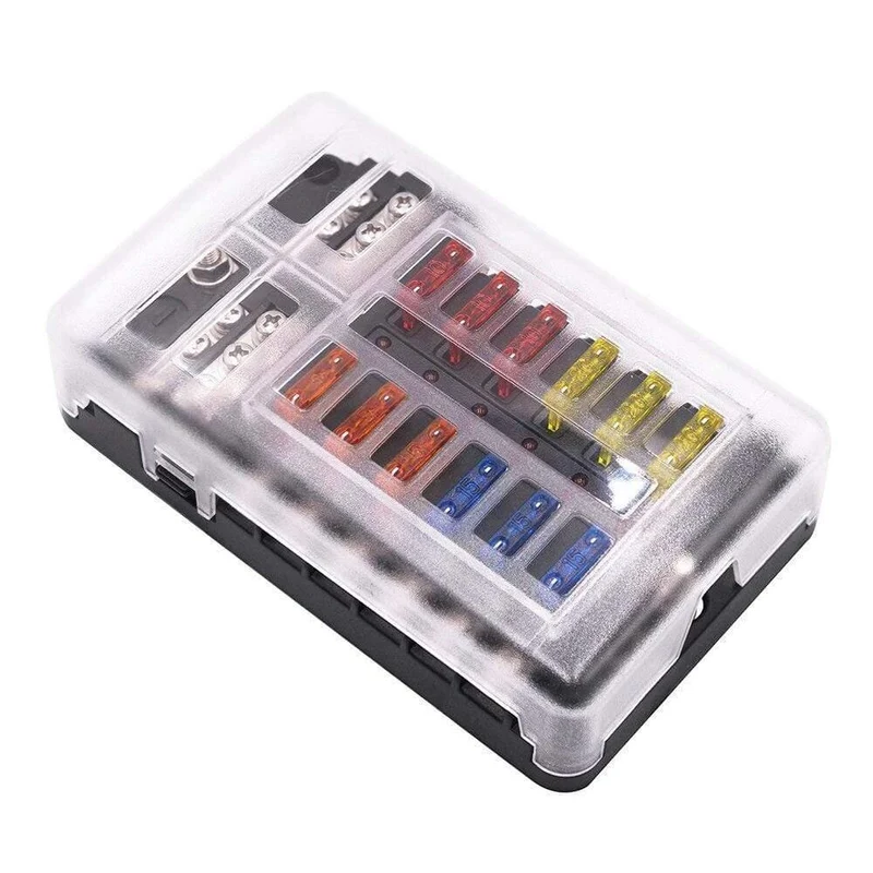 Universal Car Blade Sicherungskasten Sicherungsblockhalter für Kraftfahrzeuge DC32V 1-12 Way mit LED-Anzeigen
