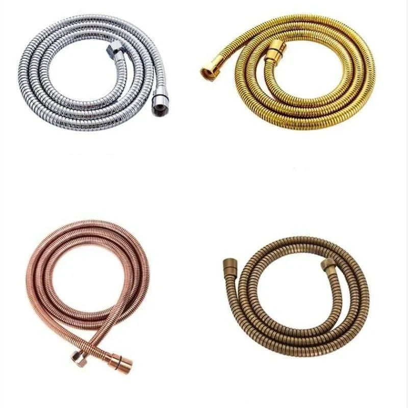 Duschschlauch 150cm Duschrohr aus Edelstahl Flexibler Gold-Badschlauch Sanitär Chrom ORB
