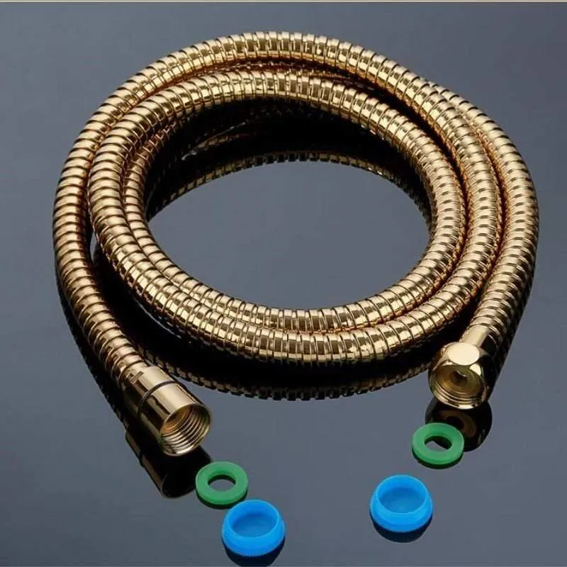 Duschschlauch 150cm Duschrohr aus Edelstahl Flexibler Gold-Badschlauch Sanitär Chrom ORB