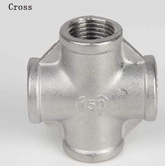 1/4 bis 3/4 Zoll SS304 Edelstahl-Gewindebogen-Kreuznippel-Rohrstopfen-T-Stück-Kappen-Endrohr-Fitting-Nippel
