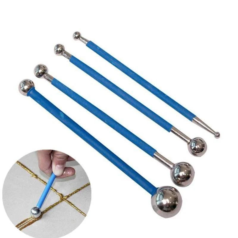 4 teile/satz Doppel Stahl Gedrückt Ball Fliesen Mörtel Reparatur Stick Keramik Boden Mörtel Kleber Lücke Schaben Bau Werkzeuge