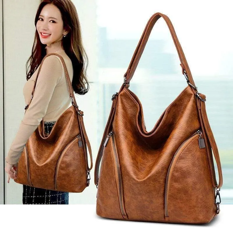 Damen Umhängetasche Mode Damenhandtaschen Retro Leder Große Kapazität Einkaufstasche Casual
