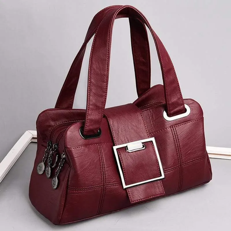 Vintage Plaid Damen Leder Handtaschen Weiches Leder Weibliche Umhängetaschen Designer Damen