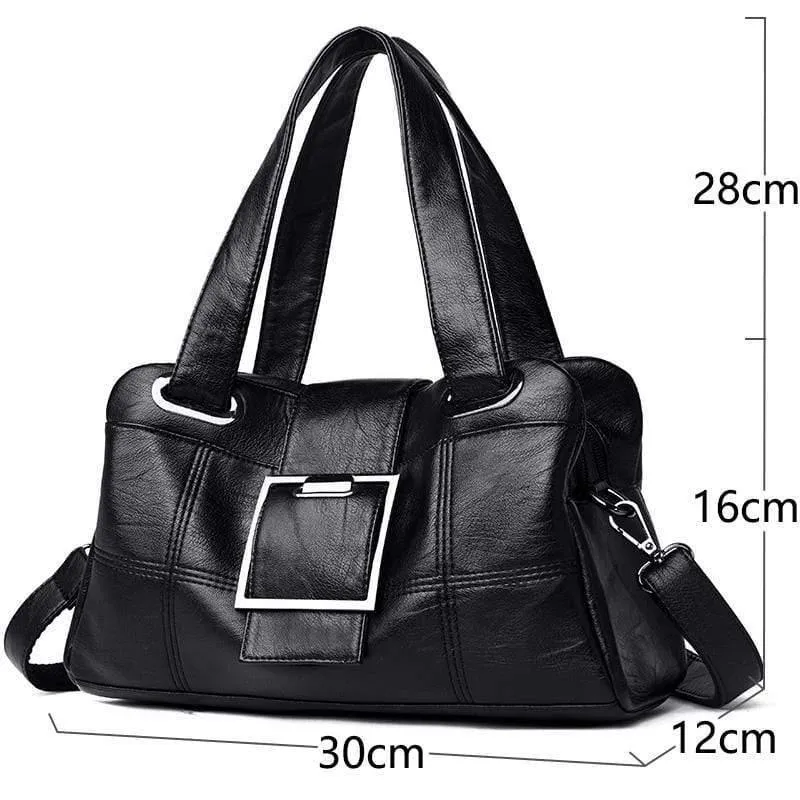 Vintage Plaid Damen Leder Handtaschen Weiches Leder Weibliche Umhängetaschen Designer Damen