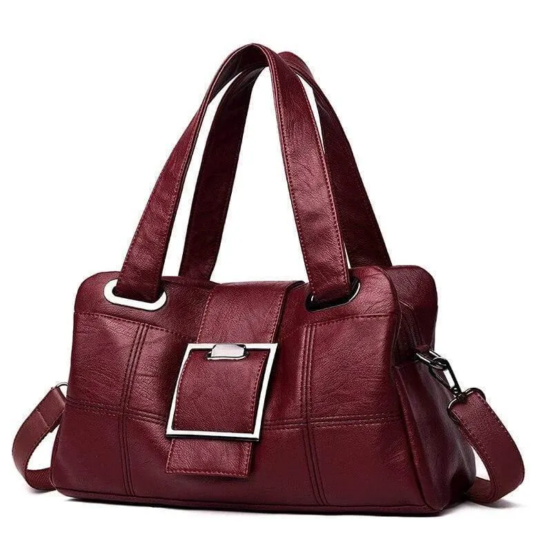 Vintage Plaid Damen Leder Handtaschen Weiches Leder Weibliche Umhängetaschen Designer Damen
