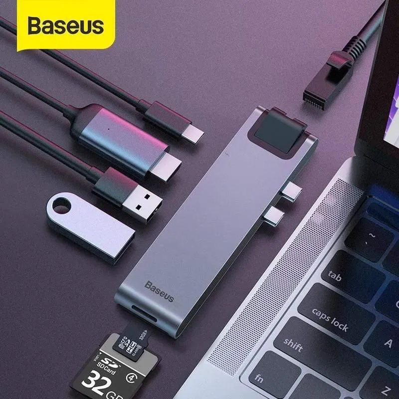 Baseus USB C HUB USB HUB zu USB 3.0 HDMI Adapter für MacBook Pro Air HUB Thunderbolt 3 Dock RJ45 USB Splitter Dual Typ C HUB