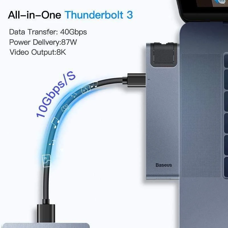 Baseus USB C HUB USB HUB zu USB 3.0 HDMI Adapter für MacBook Pro Air HUB Thunderbolt 3 Dock RJ45 USB Splitter Dual Typ C HUB