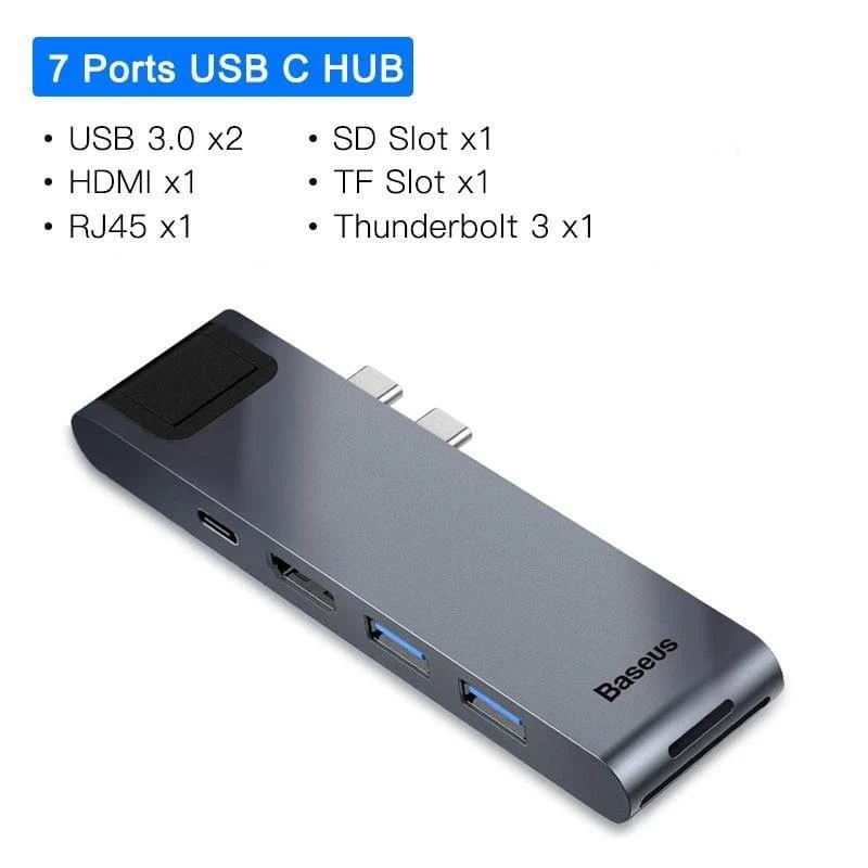 Baseus USB C HUB USB HUB zu USB 3.0 HDMI Adapter für MacBook Pro Air HUB Thunderbolt 3 Dock RJ45 USB Splitter Dual Typ C HUB