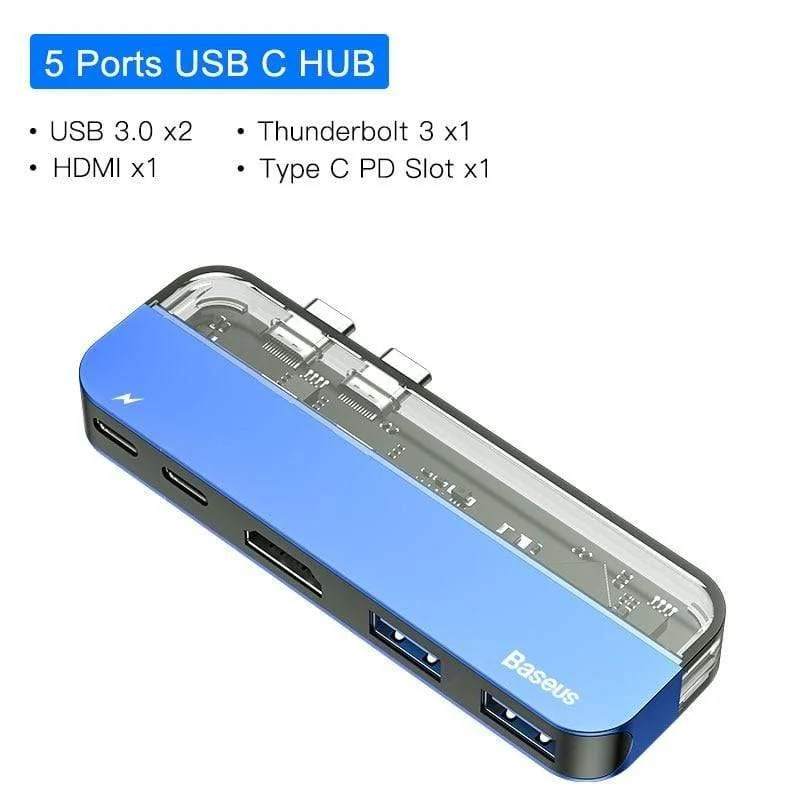 Baseus USB C HUB USB HUB zu USB 3.0 HDMI Adapter für MacBook Pro Air HUB Thunderbolt 3 Dock RJ45 USB Splitter Dual Typ C HUB