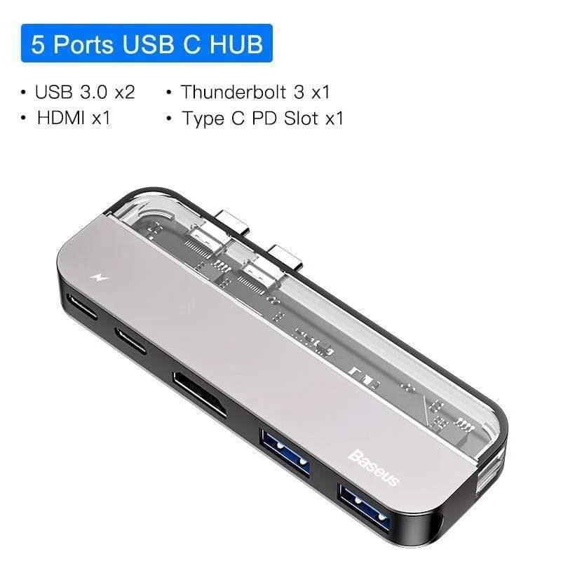 Baseus USB C HUB USB HUB zu USB 3.0 HDMI Adapter für MacBook Pro Air HUB Thunderbolt 3 Dock RJ45 USB Splitter Dual Typ C HUB