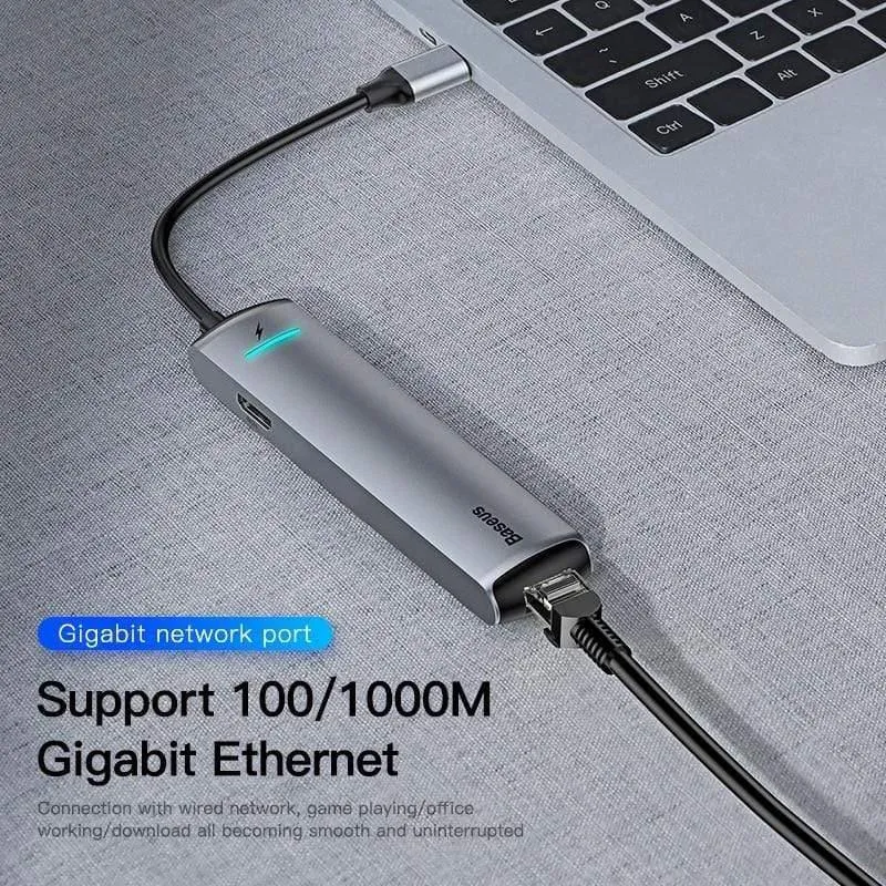 Baseus USB C HUB USB zu Multi HDMI USB 3.0 RJ45 Carder Reader OTG Adapter USB Splitter für MacBook Pro Air USB Dock Typ C HUB