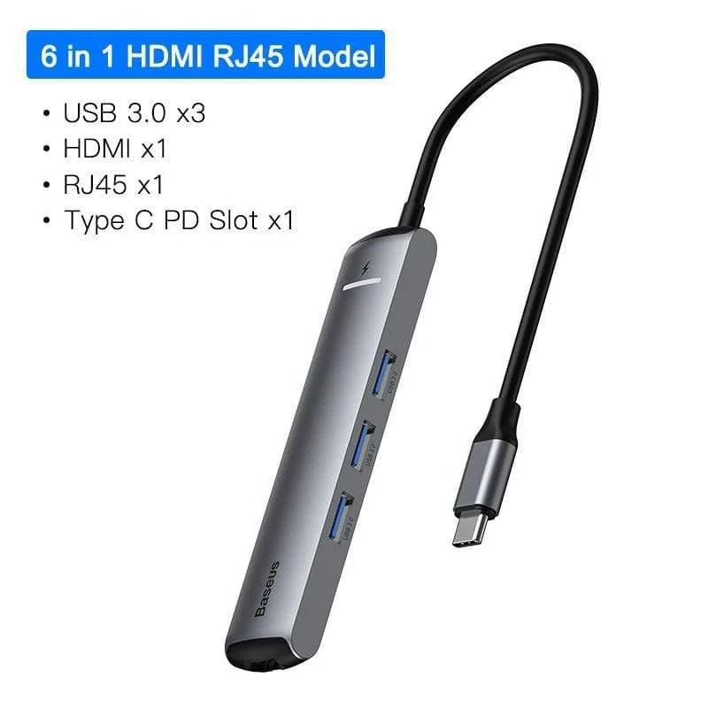 Baseus USB C HUB USB zu Multi HDMI USB 3.0 RJ45 Carder Reader OTG Adapter USB Splitter für MacBook Pro Air USB Dock Typ C HUB