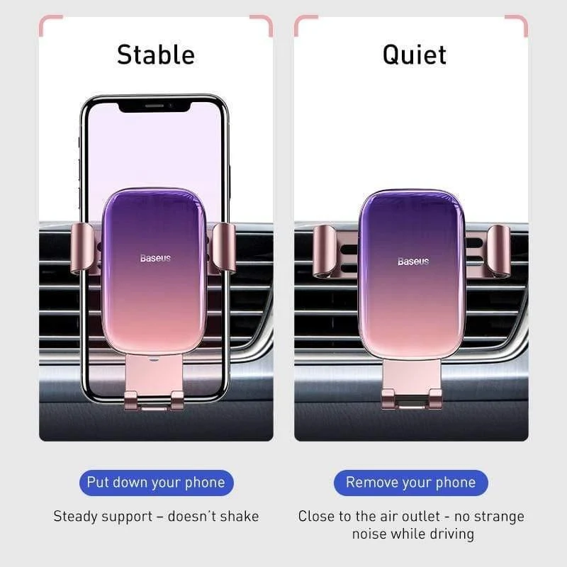 Baseus Alloy Car Phone Holder Universeller Handyhalter im Auto, Lüftungsschlitz-Halterung, Clip-Ständer für Smartphone, Schwerkrafthalterung