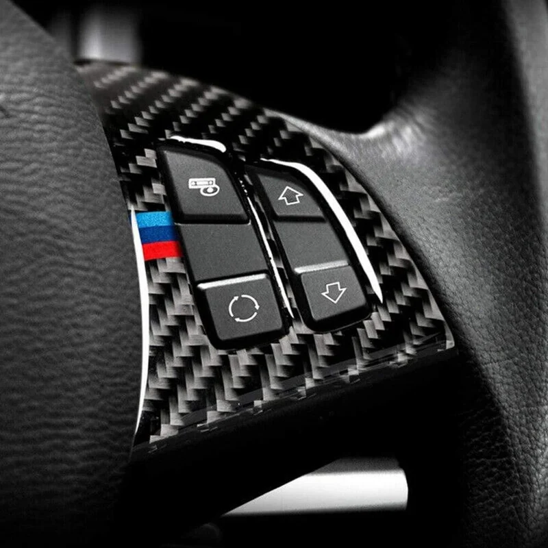 2Pcs Auto Lenkrad Taste Trim Aufkleber Für BMW X5 E70 2008-2013 Zubehör Teile Fahrzeuge Innenleisten auto Aufkleber