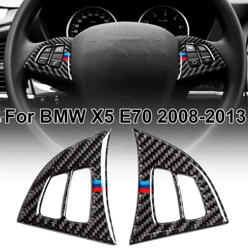 2Pcs Auto Lenkrad Taste Trim Aufkleber Für BMW X5 E70 2008-2013 Zubehör Teile Fahrzeuge Innenleisten auto Aufkleber