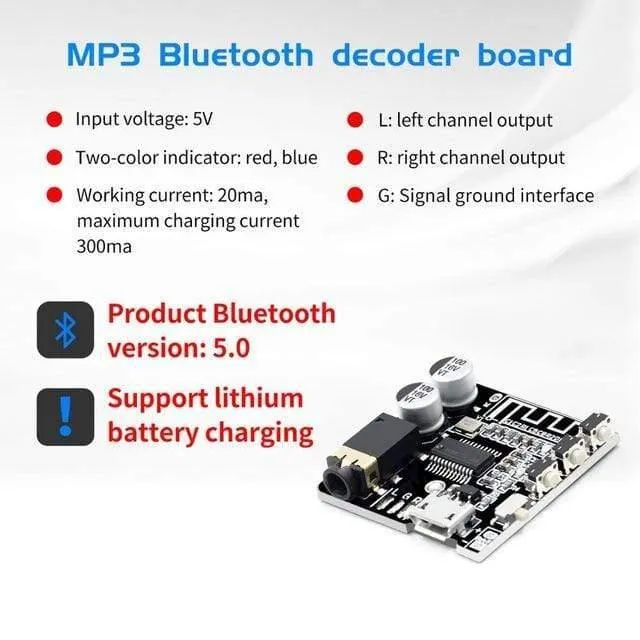 Bluetooth Audio Receiver Board Bluetooth 5.0 MP3 Verlustfreie Decoderkarte Drahtloses Stereo-Musikmodul