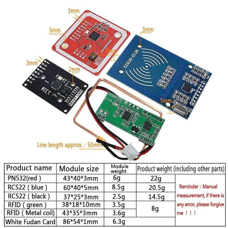 RFID-Modul RC522 MFRC-522 RDM6300 Kits S50 13.56 MHz 125 kHz 6 cm mit Tags SPI Schreiben und Lesen für Arduino Uno 2560