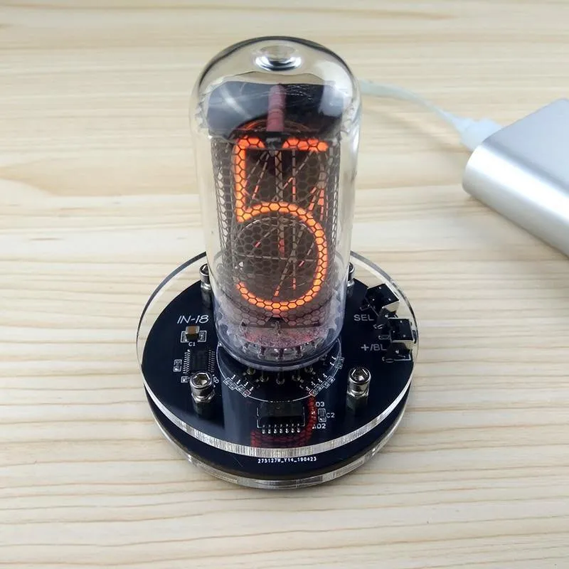 1-Bit-integrierte Glührohruhr FÜR IN-18-Uhr Glührohr-Nixie-Uhr Eingebautes Boost-Modul 5V MicroUSB