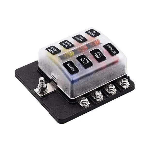 Sicherungskastenhalter für Flachsicherungen, 12 V, 32 V, für Auto, Boot, Marine, Caravan, Trike, Auto-Sicherungsblöcke mit LED-Anzeige, Warnleuchte, 6/8/10/12-Wege