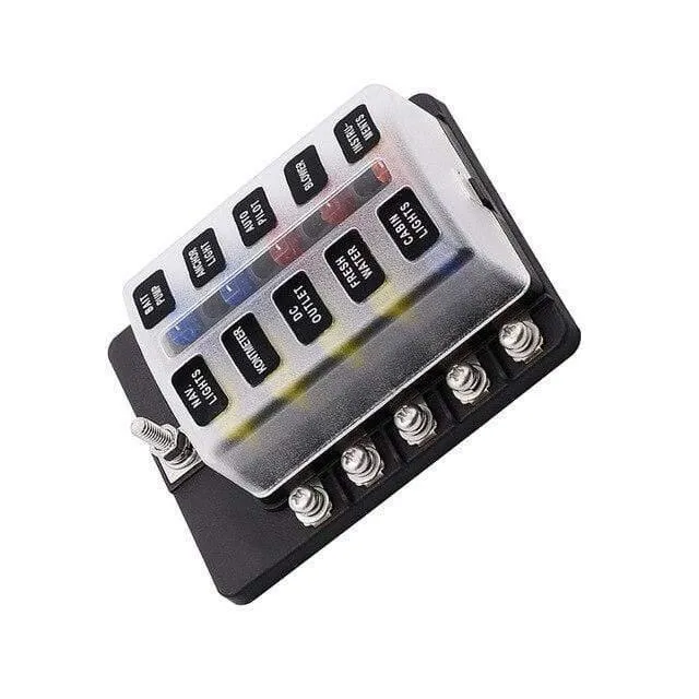 Sicherungskastenhalter für Flachsicherungen, 12 V, 32 V, für Auto, Boot, Marine, Caravan, Trike, Auto-Sicherungsblöcke mit LED-Anzeige, Warnleuchte, 6/8/10/12-Wege