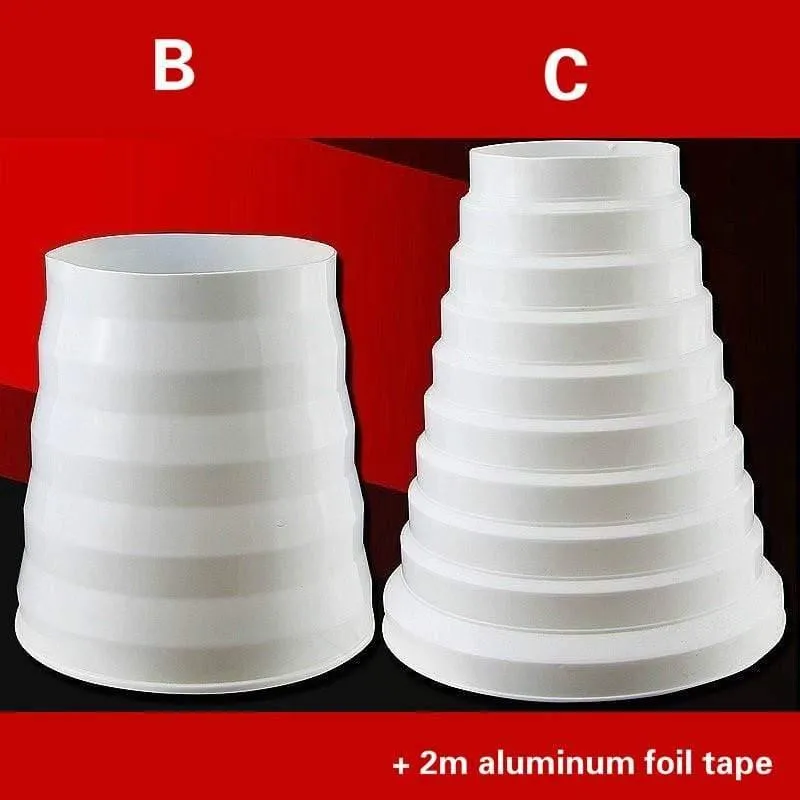 Universeller Abluftschlauch-Adapter, PVC-Rohrverschraubungen, Dunstabzugshaube, Abluftrohr-Anschluss, Wert prüfen, mit 2 m Aluminiumfolienband
