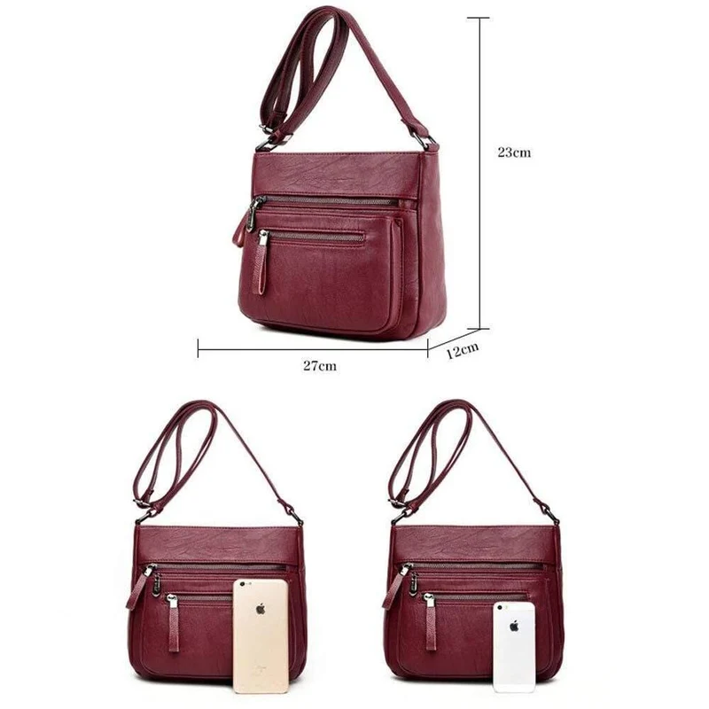 Weiche Leder Luxus Handtaschen Kleine Damen Taschen Designer Multi-Pocket Crossbody Umhängetaschen