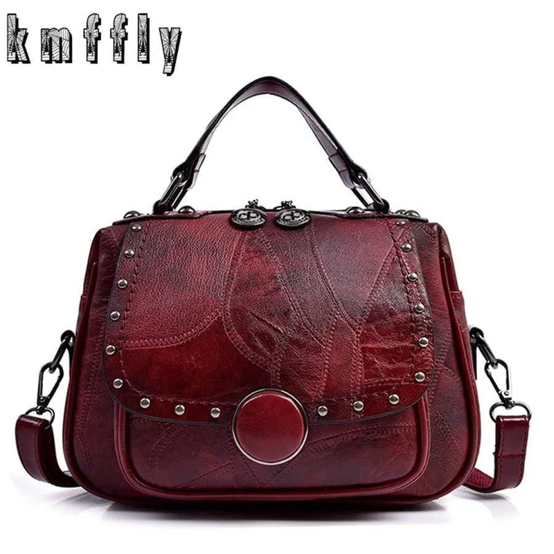 Mode PU Leder Umhängetasche Damenhandtasche Damen Umhängetaschen Niet Female Messenger