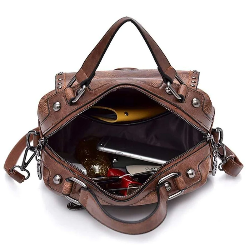Mode PU Leder Umhängetasche Damenhandtasche Damen Umhängetaschen Niet Female Messenger