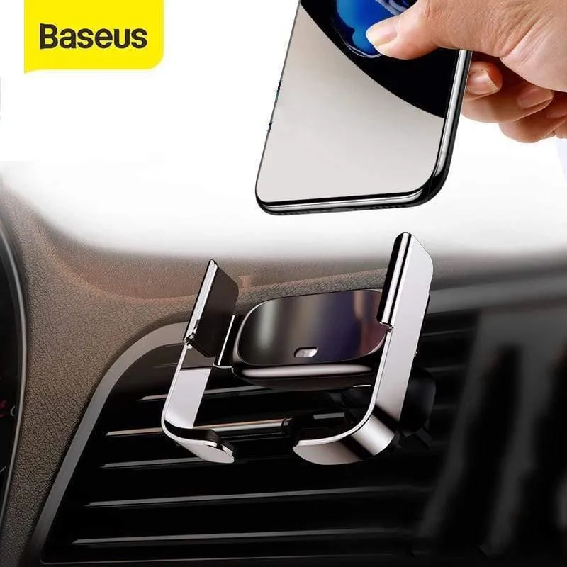 Baseus Mini Automatic Clamping Autotelefonhalter für iPhone Kein kabelloses Laden Lüftungshalterung Autohalter für Samsung Xiaomi