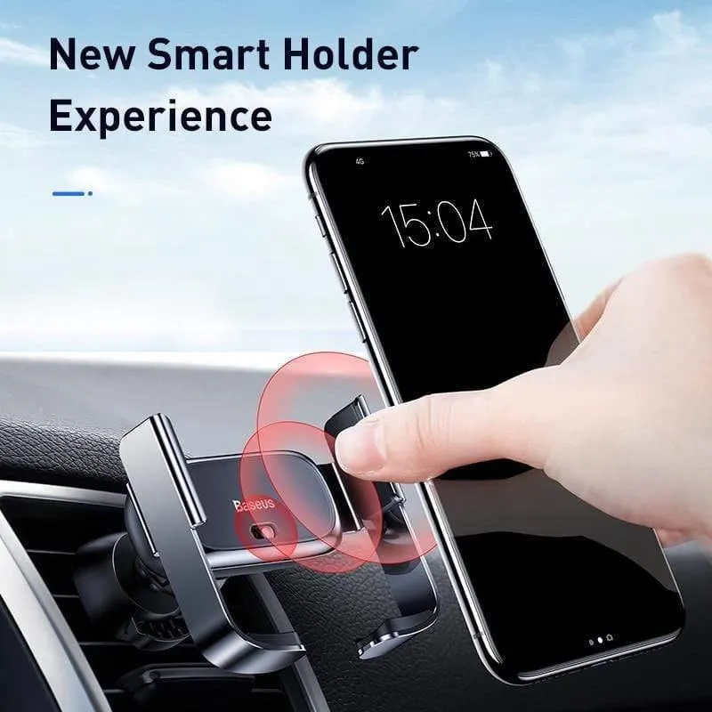 Baseus Mini Automatic Clamping Autotelefonhalter für iPhone Kein kabelloses Laden Lüftungshalterung Autohalter für Samsung Xiaomi