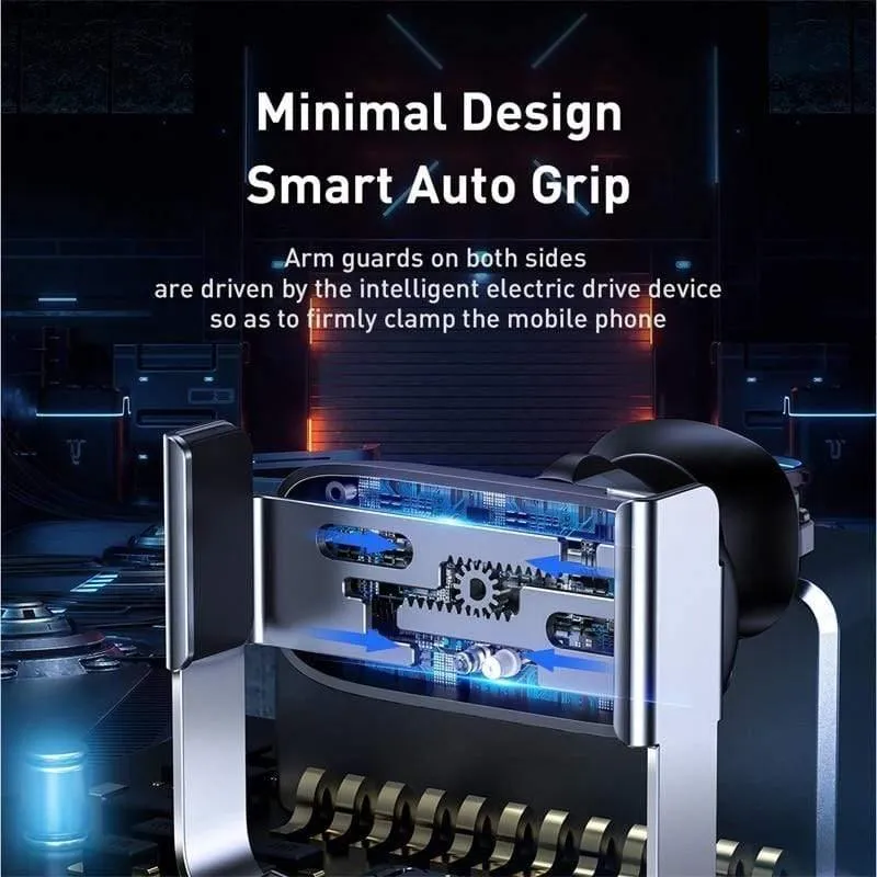 Baseus Mini Automatic Clamping Autotelefonhalter für iPhone Kein kabelloses Laden Lüftungshalterung Autohalter für Samsung Xiaomi