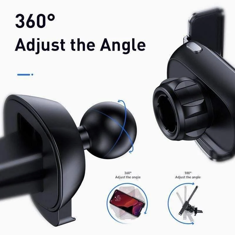 Baseus Mini Automatic Clamping Autotelefonhalter für iPhone Kein kabelloses Laden Lüftungshalterung Autohalter für Samsung Xiaomi