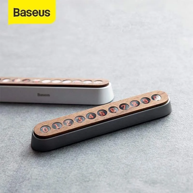 Baseus Alloy Car Temporäre Parkkarte Hölzerne Handynummer Kartenmagnet Magnet Flip Telefonnummern Auto Interieur Zubehör