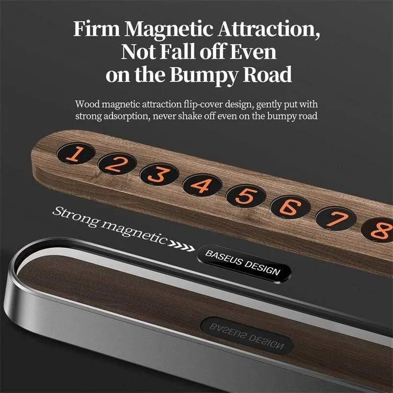Baseus Alloy Car Temporäre Parkkarte Hölzerne Handynummer Kartenmagnet Magnet Flip Telefonnummern Auto Interieur Zubehör